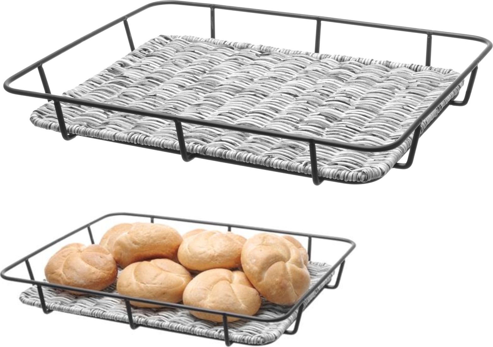 Hendi Kosz tacka na pieczywo z ramą ze stali nierdzewnej szary melanżowy 400x300x50 mm - Hendi 426524 Kosz tacka na pieczywo z ramą ze stali nierdzewn