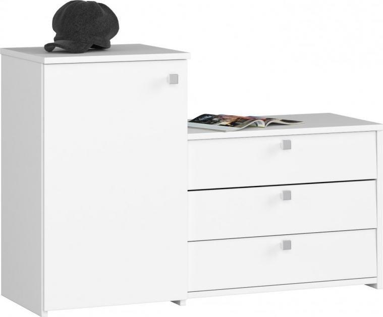 Fabryka Mebli Akord Szafka na buty S16 z komodą 3 uchylne drzwiczki - biała