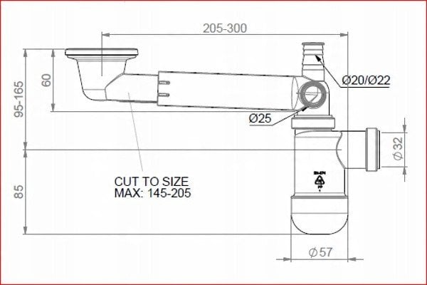 Syfon Prevex Syfon Preloc Umywalkowy Bidetowy, Fi 32, z przyłączem do pralki, klik-klak