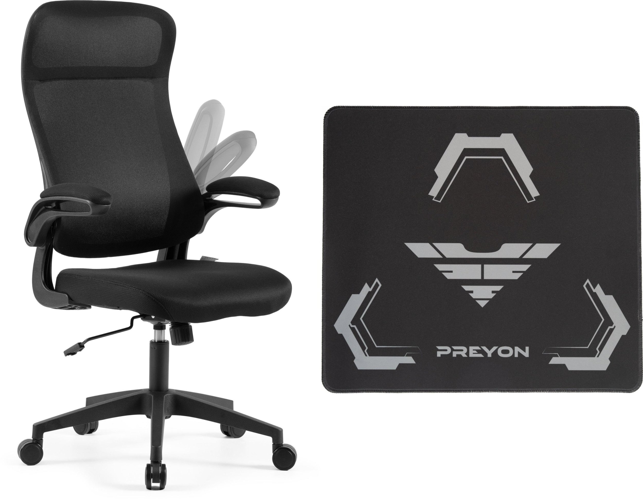 Krzesło biurowe SENSE7 Revo Czarny + Podkładka PREYON Falcon