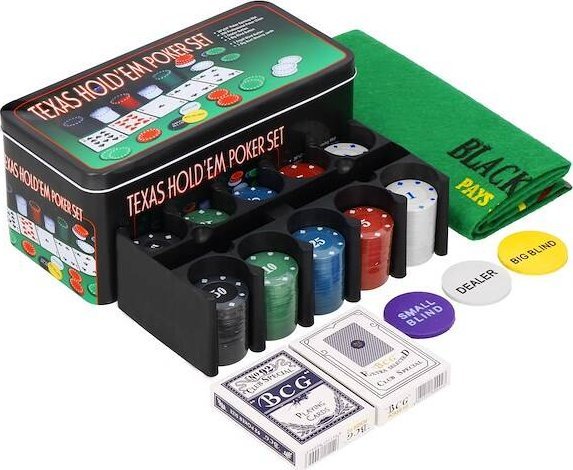 Springos Zestaw do pokera 200 żetonów karty mata Texas UNIWERSALNY