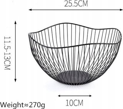 KIK Kosz na owoce misa loftowy metalowy czarny