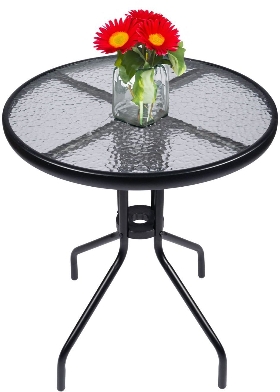Stolik szklany kawowy na balkon taras patio okrągły czarny