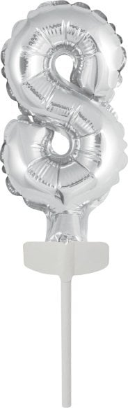 AMSCAN Balon foliowy mini cyfra 8 srebrna 6,5x12cm