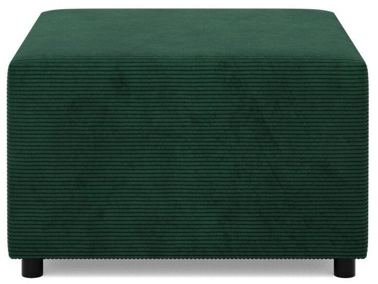 Pufa do salonu, podnóżek, BLOM, sztruks, 71x71x40 cm, butelkowa zieleń