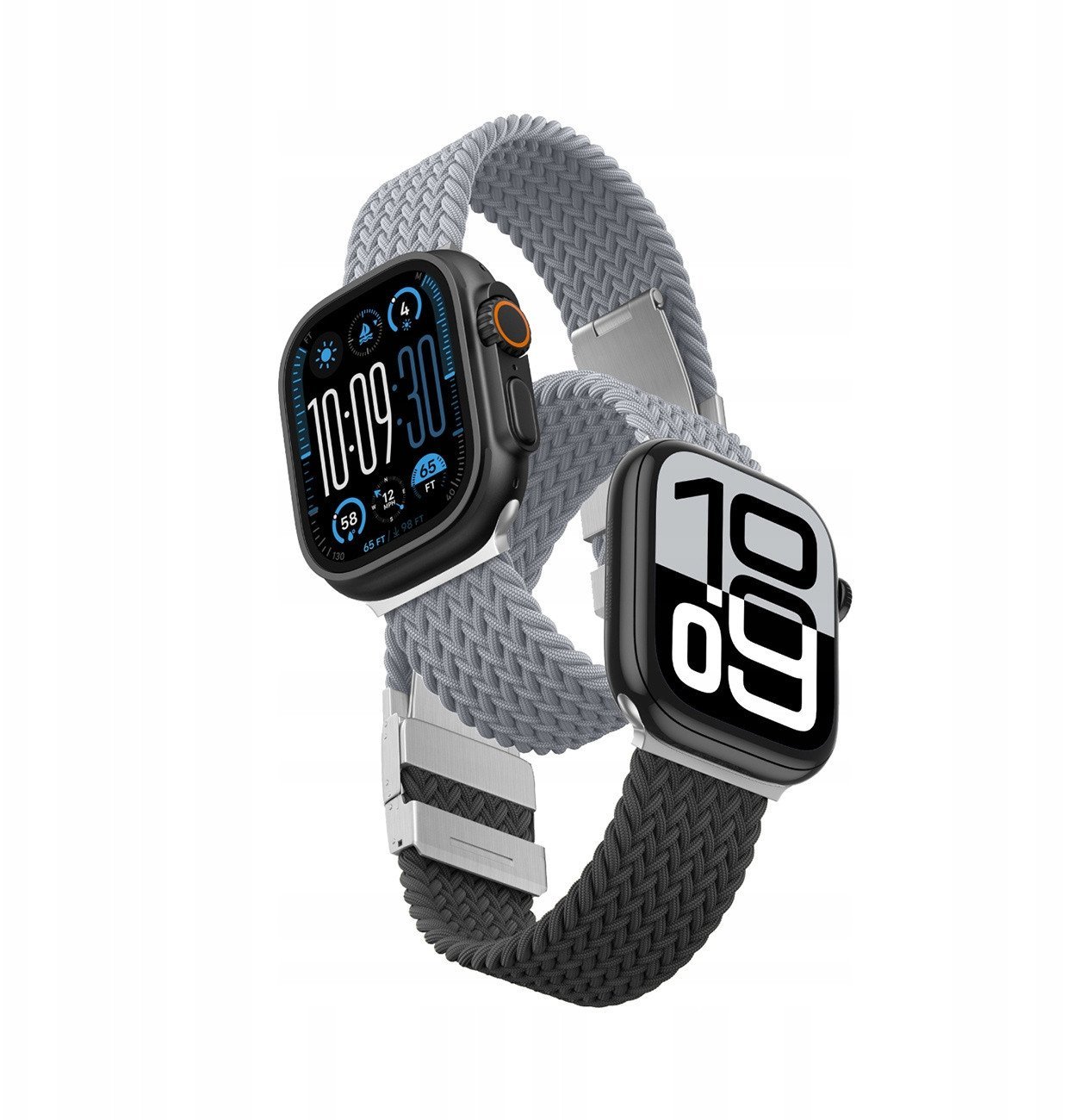 Zestaw 2 pasków AMAZINGTHING Blend Band do Apple Watch 45 / 46 / 49 mm - szaro-czarny / szary