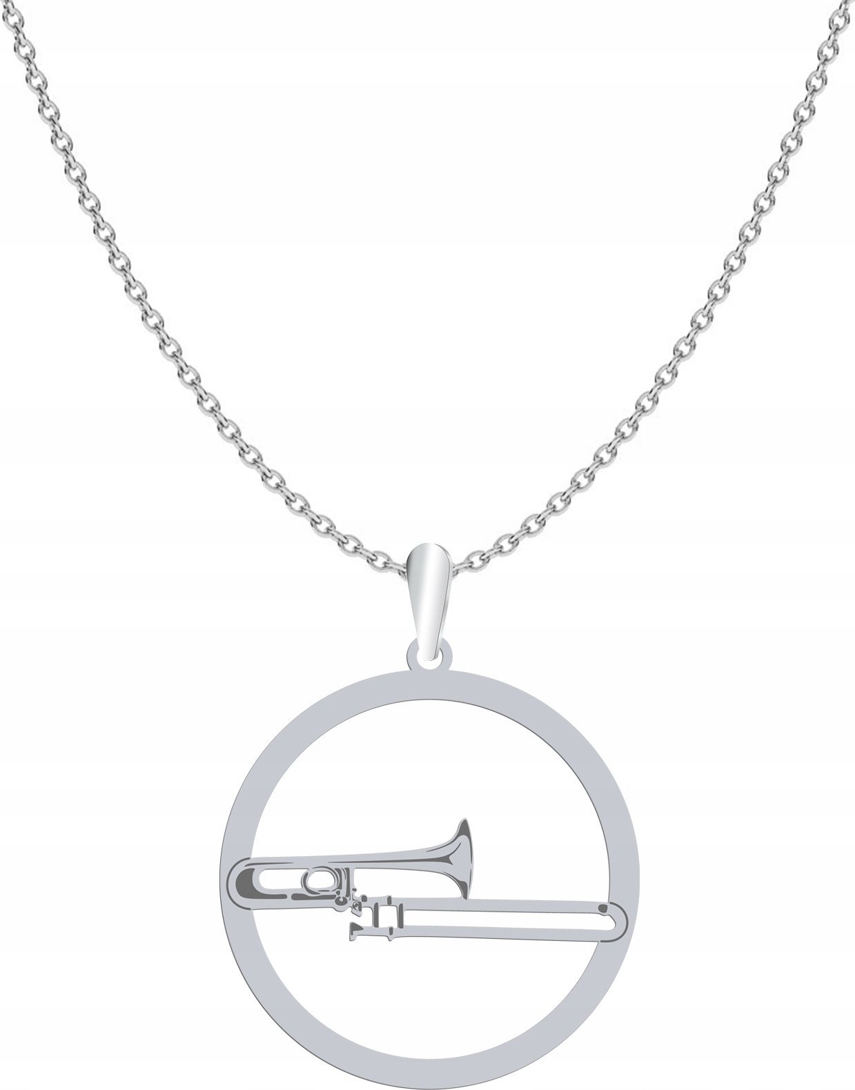 Radziszewska Jewellery Naszyjnik Srebrny z Puzonem Łańcuszek Srebro 925 Prezent GRAWER GRATIS