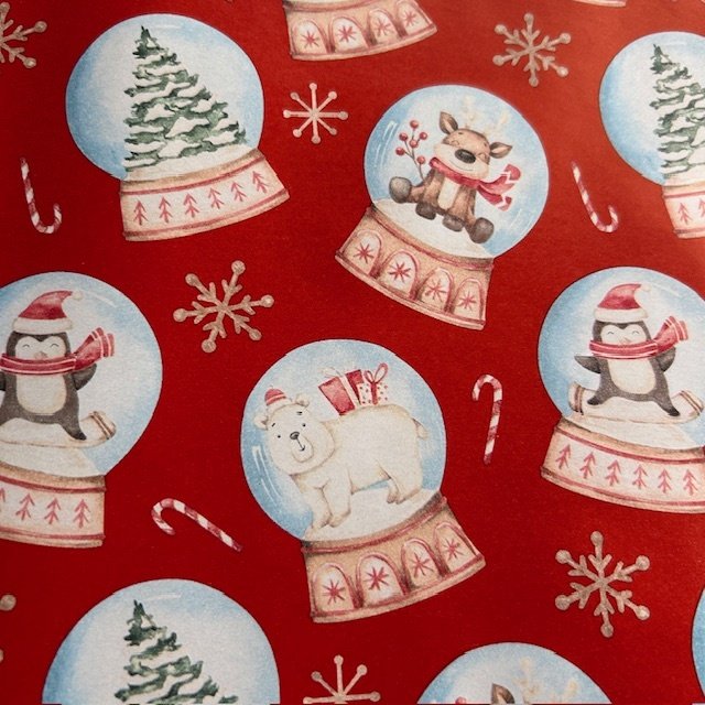 Fastima Papier świąteczny do pakowania czerwony śnieżna kula z misiem 70cmx2m 361m70