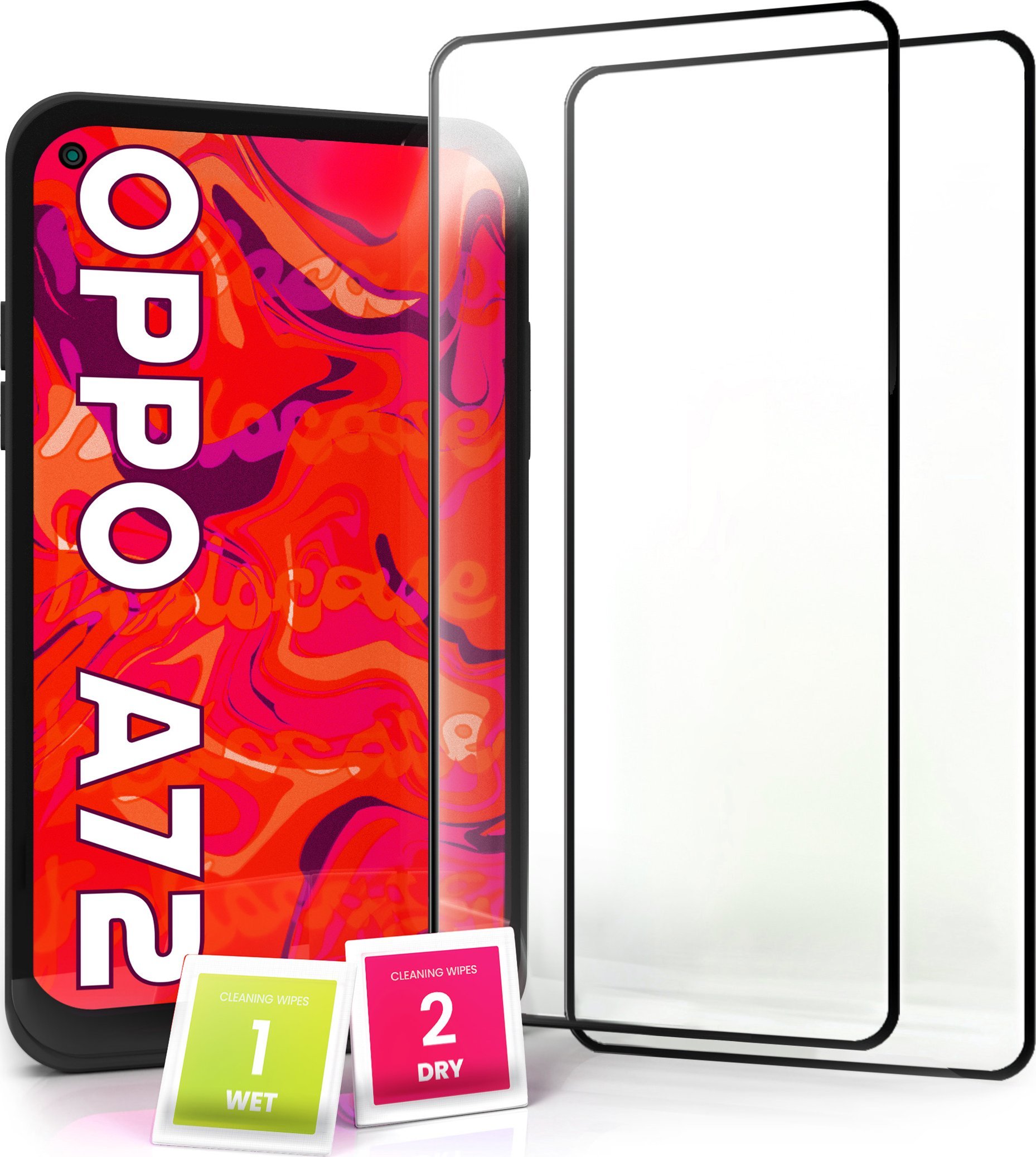 Hello Case 2-pak Szkło Hartowane do Oppo A72 Ochronne Pełne Na cały ekran 5D 9H