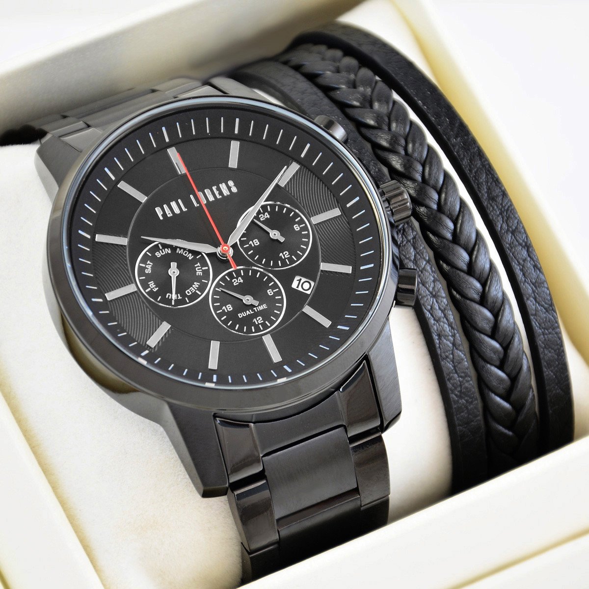 Zestaw męski zegarek Paul Lorens TORNAR 6647B-1A1 + bransoletka