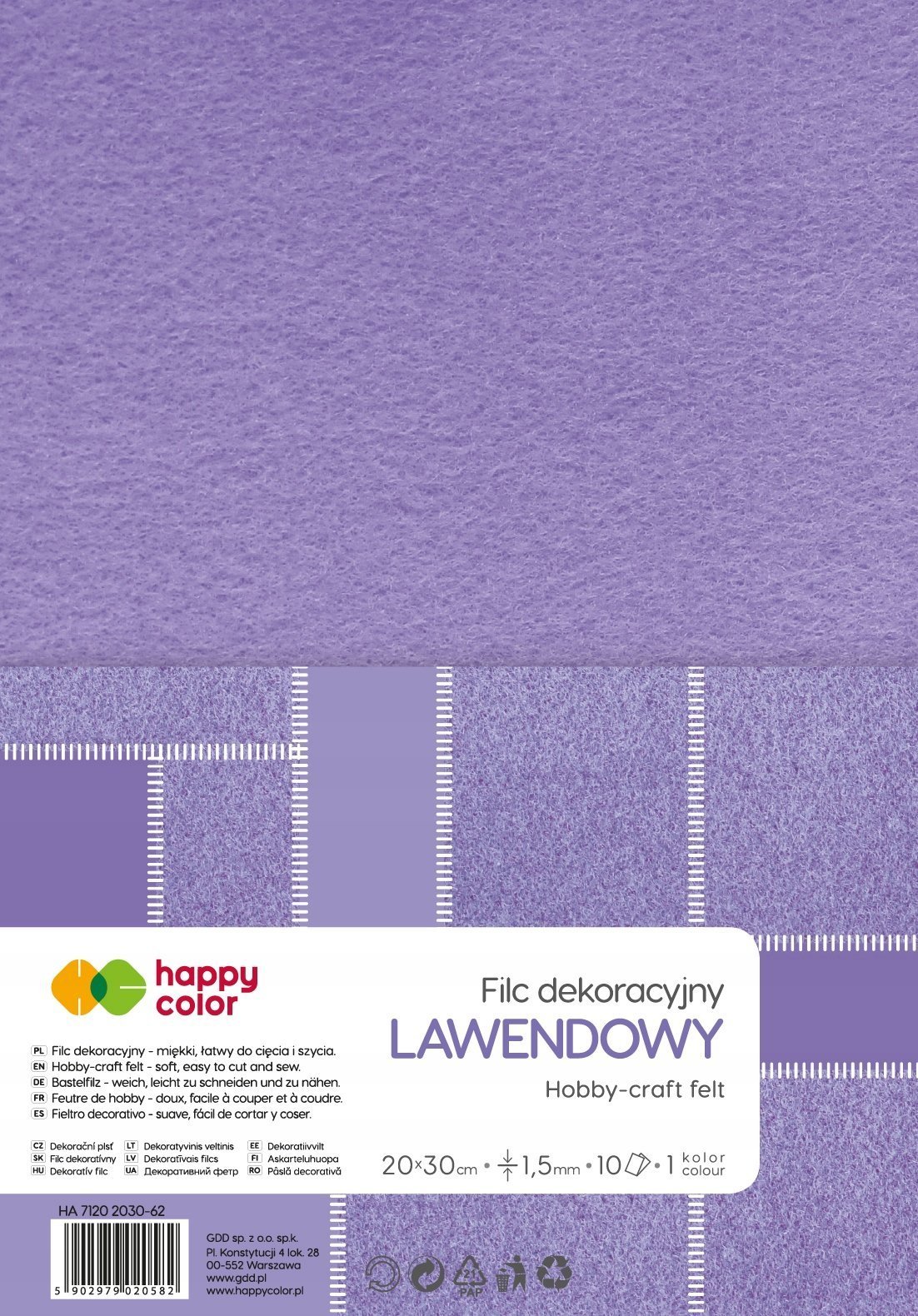 Happy Color Filc dekoracyjny lawendowy 10szt HAPPY COLOR