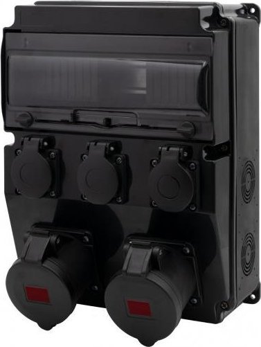 F-Elektro Rozdzielnica czarna CAJA 12M SCENIC - gniazda proste 16A/5P, 32A/5P, 3x230V F3.2683