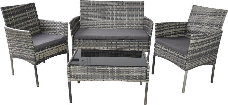 Lacestone ZESTAW SZARYCH MEBLI OGRODOWYCH TECHNORATTANOWYCH STOLIK KANAPA KRZESŁA