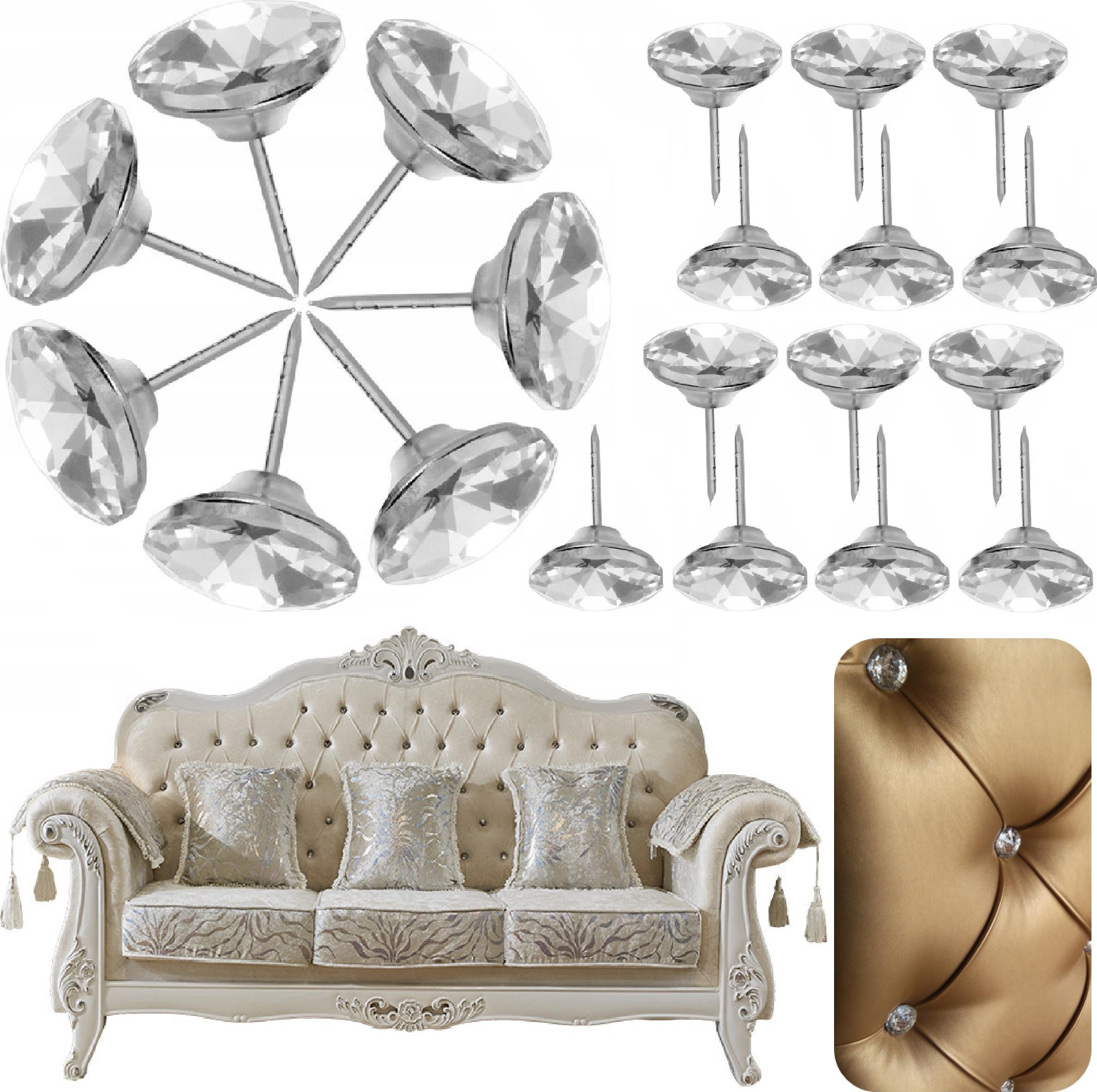 20x GWOŹDZIE TAPICERSKIE pinezki OZDOBNE kryształy