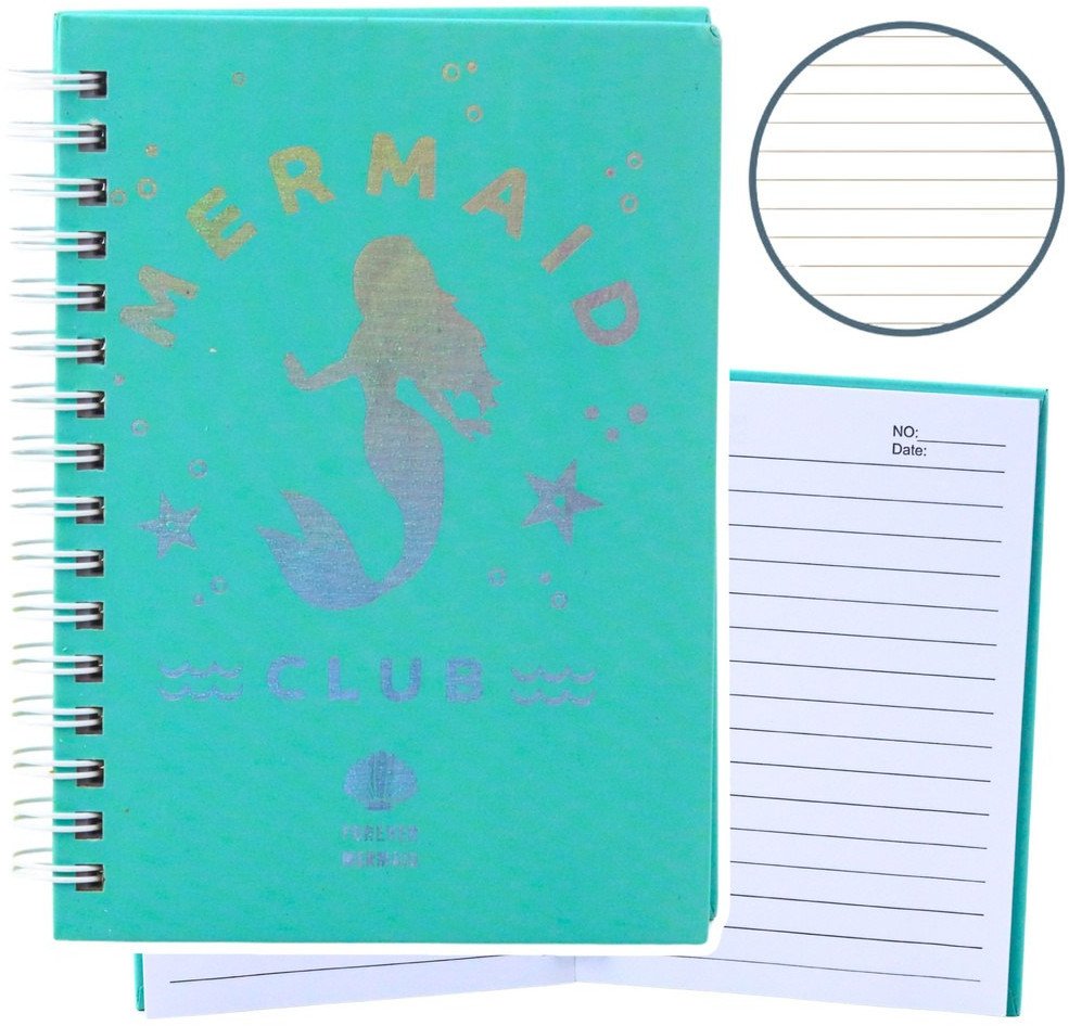 Notatnik W Linie Holograficzna Syrenka Turkusowy A6 80 Kartek LEAN