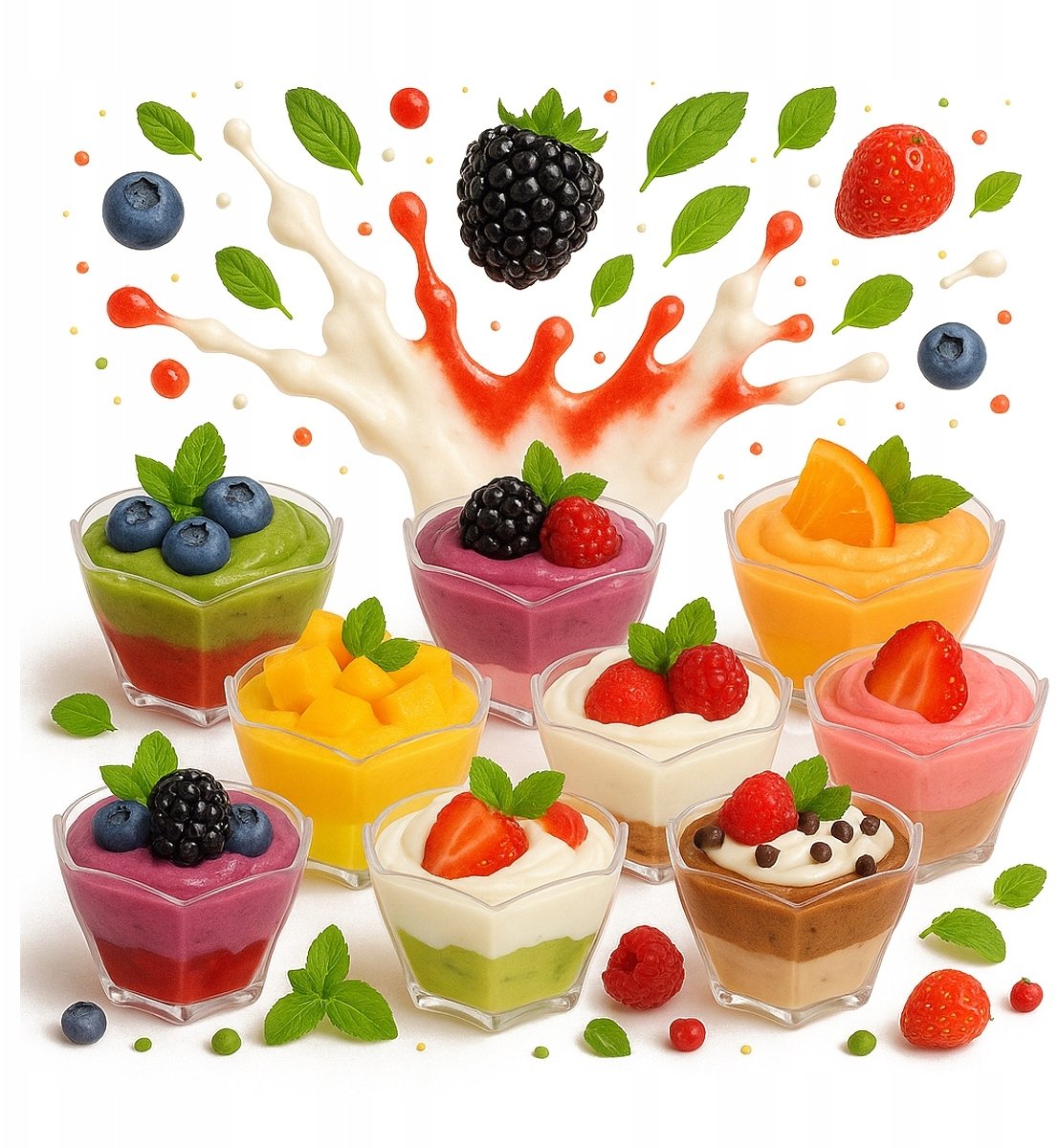 48x PUCHARKI NA DESERKI 90ml kubek pojemnik QUEEN na desery lody degustacja