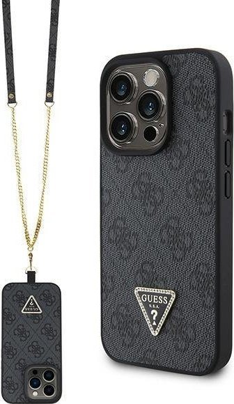 Guess GUHCP15XP4TDSCPK iPhone 15 Pro Max 6.7" czarny/black hardcase Crossbody 4G Metal Logo