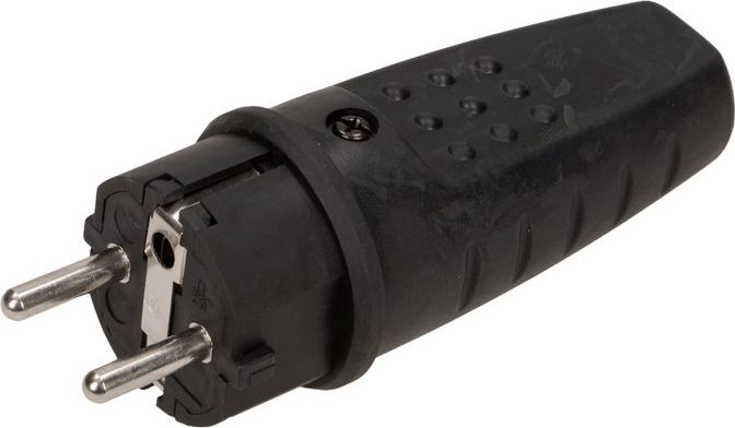 PCE Wtyczka przenośna gumowa proste 3P 16A 250V czarna IP44 OR-AE-1315