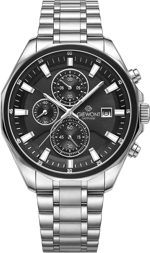 Zegarek Giewont Zegarek Męski Chronograph Sapphire Srebrny GW7290-B2
