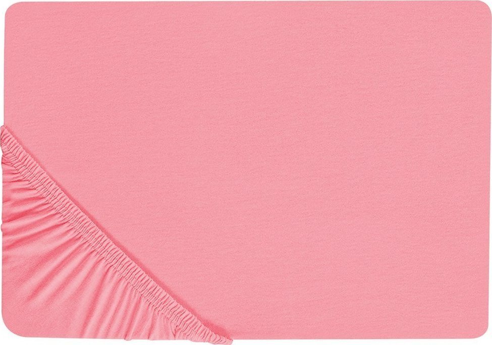 Beliani Bawełniane prześcieradło z gumką 200 x 200 cm koralowe JANBU