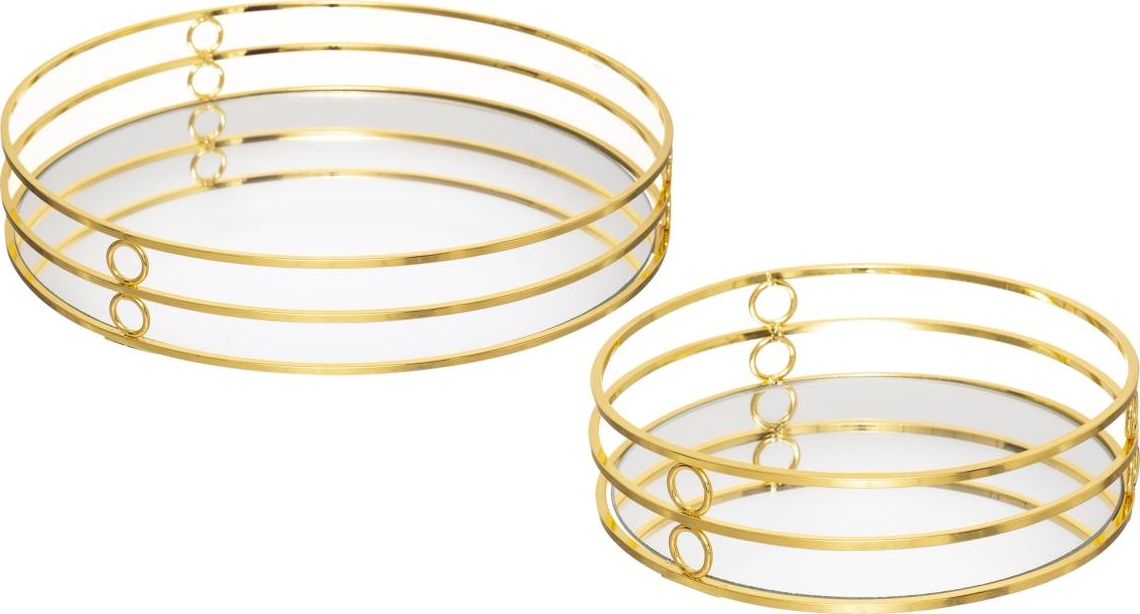 H&S Decoration Komplet metalowych tac z lustrem Feel