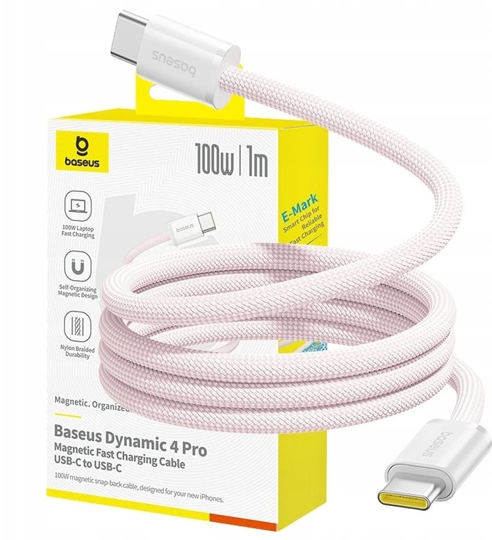 Kabel Baseus Dynamic 4 Pro 100W USB-C - USB-C 1m - różowy