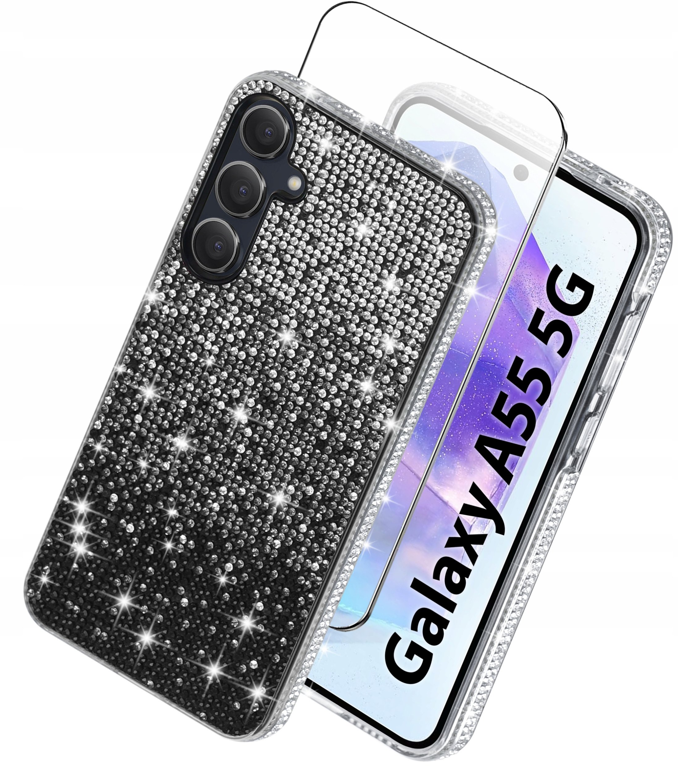 Etui do Samsung A55 5G silikonowe BROKAT DIAMOND Szkło ochronne na ekran 9H