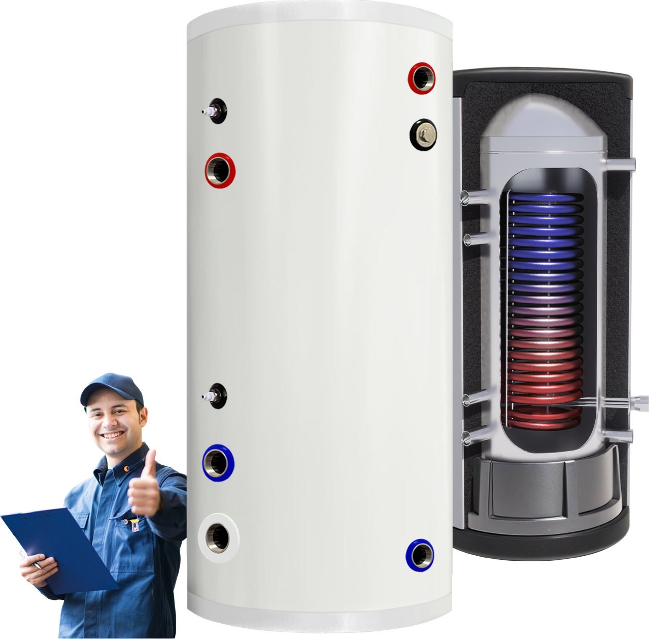 Zasobnik CWU bojler NIERDZEWNY 200l zbiornik bufor z wężownicą 2,8m^2