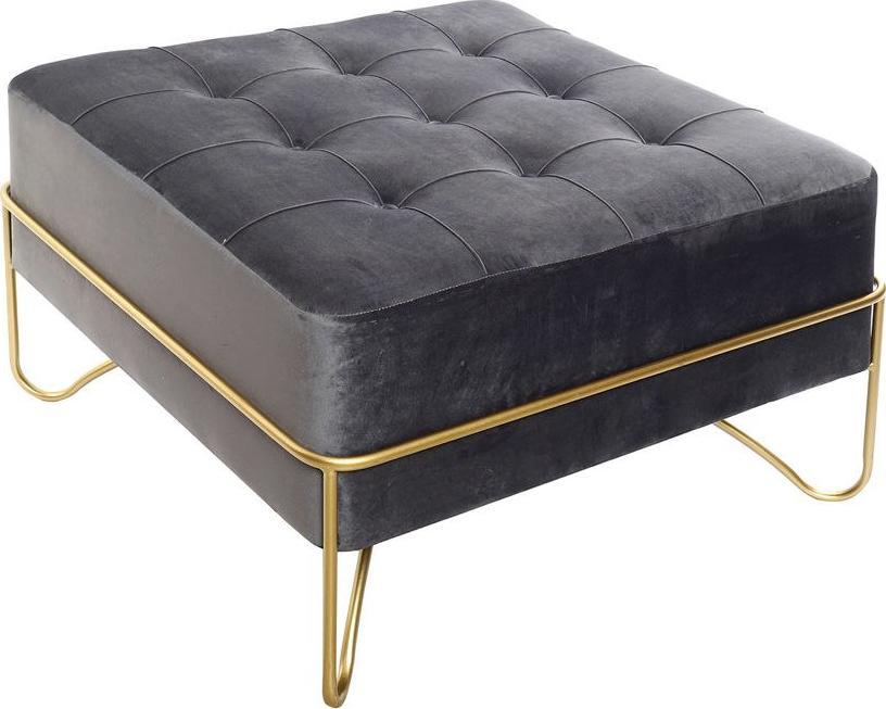 DKD Home Decor Taboret DKD Home Decor Szary Poliester Piana Metal Złoty Drewno MDF (80 x 80 x 47 cm)