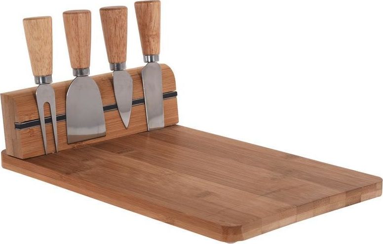 Deska do krojenia Excellent Houseware do serwowania bambusowa z nożami do serów 30x21cm