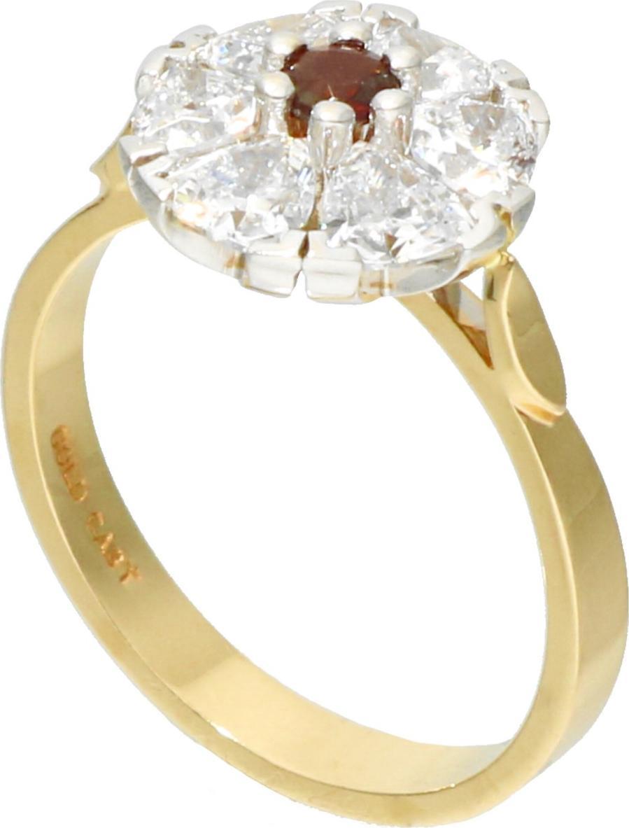 Rosanto Złoty pierścionek z czerwoną i białymi cyrkoniami roz. 14 585 14k