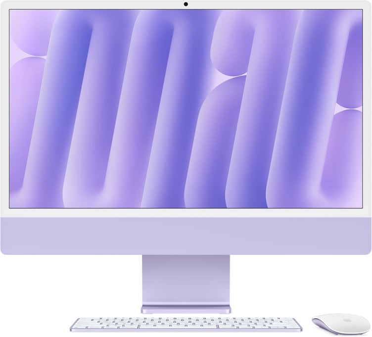 APPLE iMac Z1ET 59,62cm 23,5Zoll Standardglas M4 10C CPU/10C GPU/16C N.E. 16GB 256GB SSD Gbit Eth MM MaKey TID DE Violett