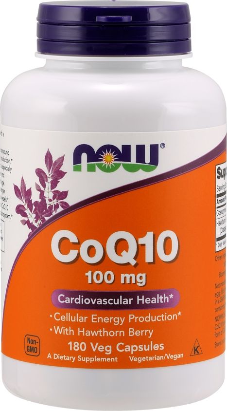 NOW Foods NOW Foods - Koenzym Q10 z Jagodą Głogową, 100mg, 180 vkaps