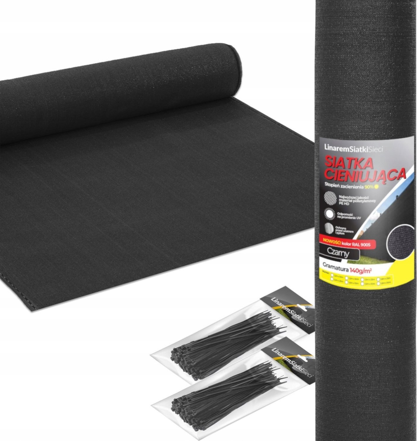 Linarem SiatkiSieci SIATKA CIENIUJĄCA 1,5x50m OSŁONA MASKUJĄCA NA OGRODZENIE PŁOT 75% GRAFITOWA