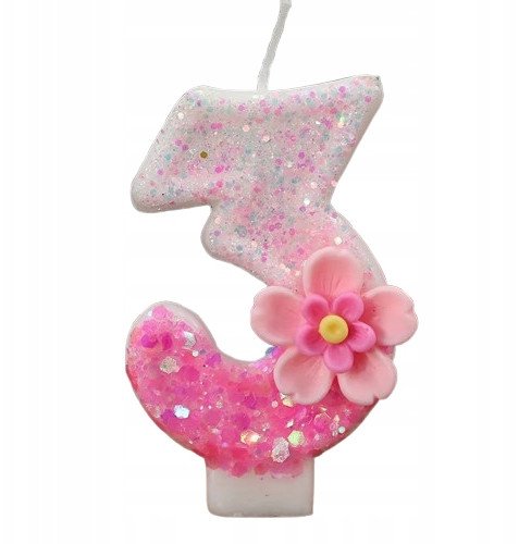 Świeczka Urodzinowa Na Tort / KWIATUSZEK / Świeczki na Urodziny / CYFRA 3