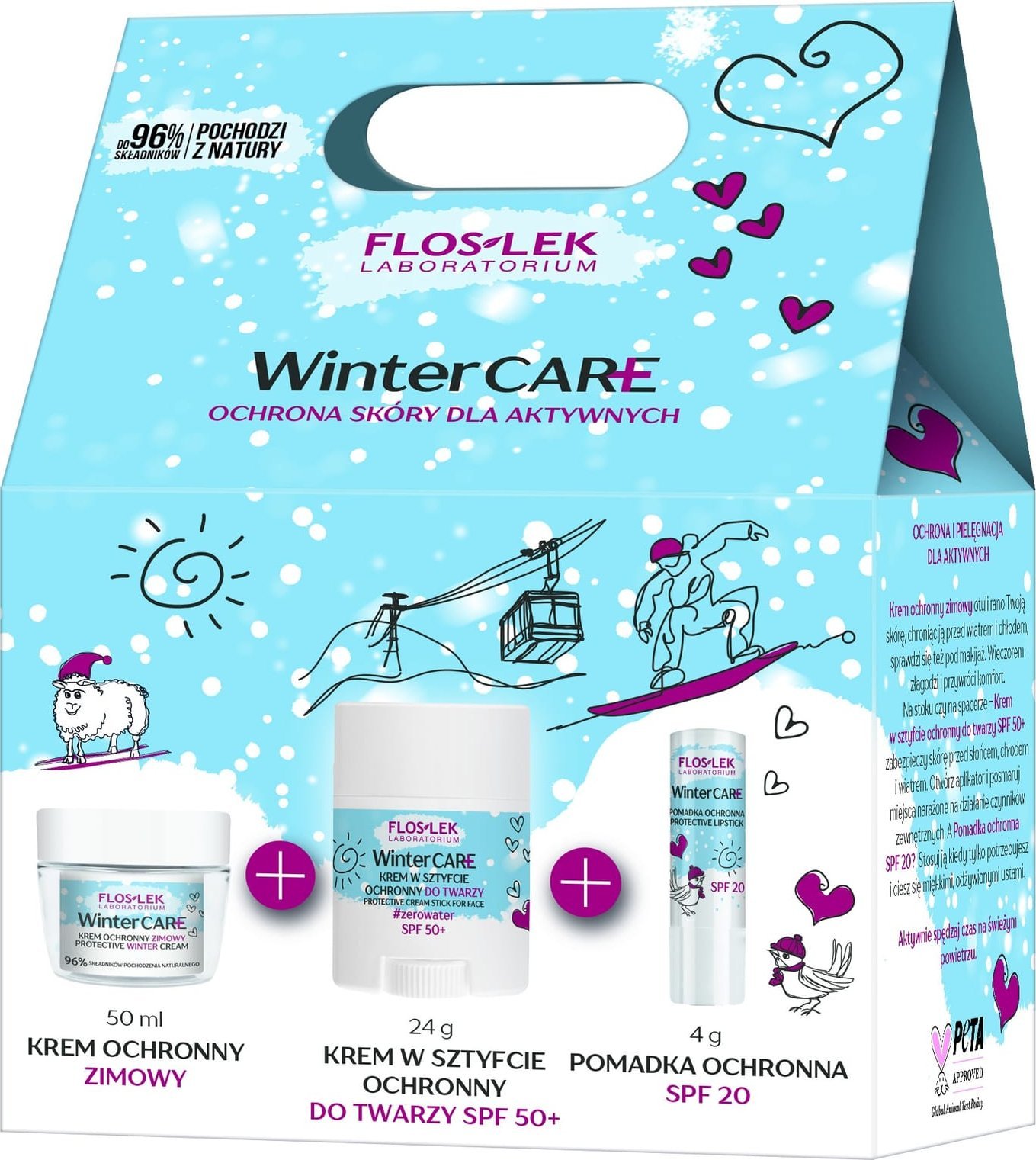 Floslek FLOSLEK Zestaw prezentowy Winter Care ( krem ochronny zimowy 50 ml + krem w sztyfcie ochronny 20 g + pomadka ochronna spf 20 4 g)