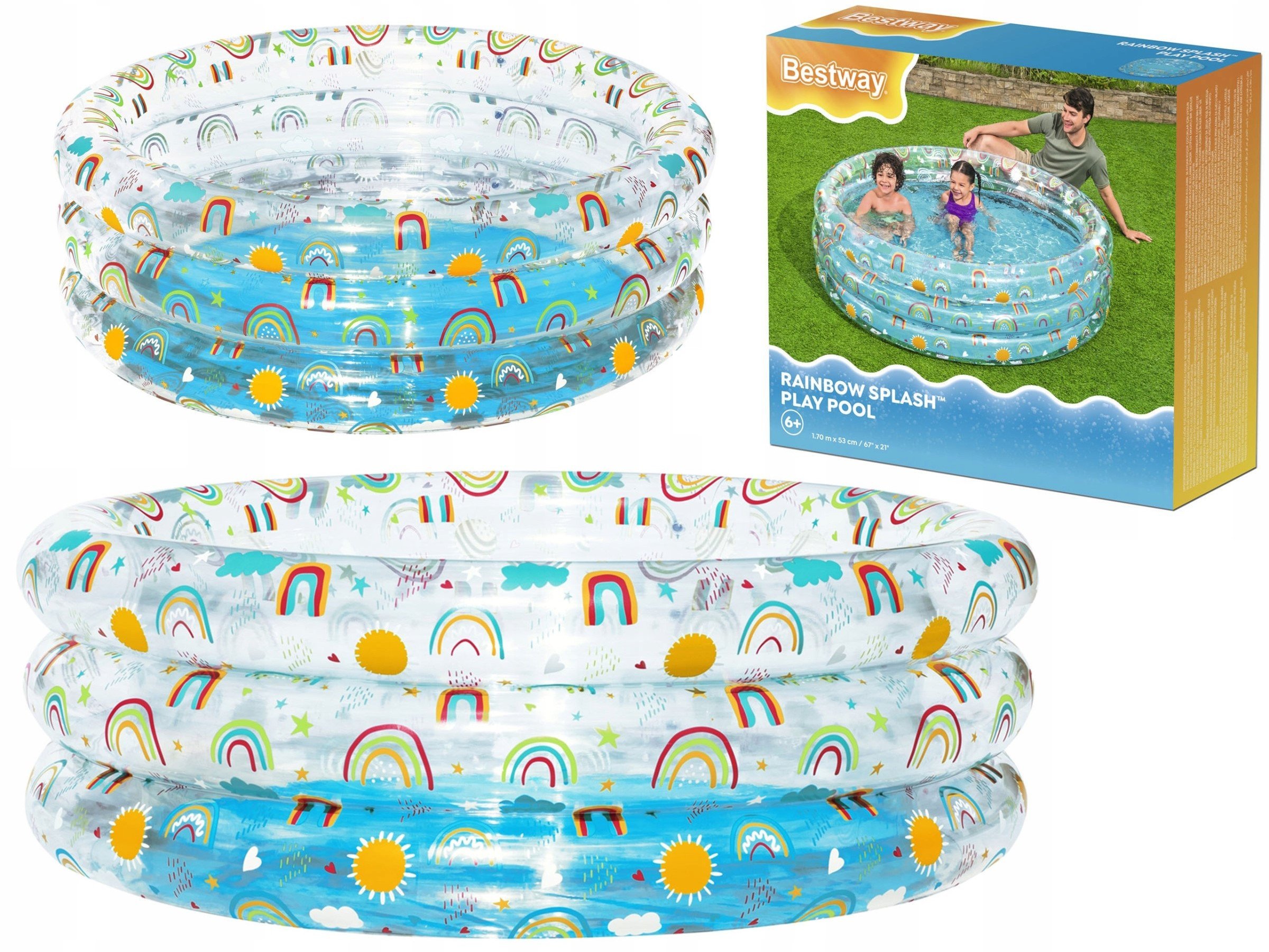 51048 BASEN OGRODOWY BASENIK DLA DZIECI BRODZIK TROPICAL 170X53 CM BESTWAY