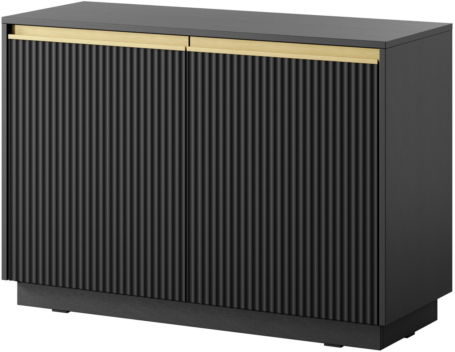 Komoda Loren 104 dwudrzwiowa z ryflowanymi frontami w kolorze czarnym