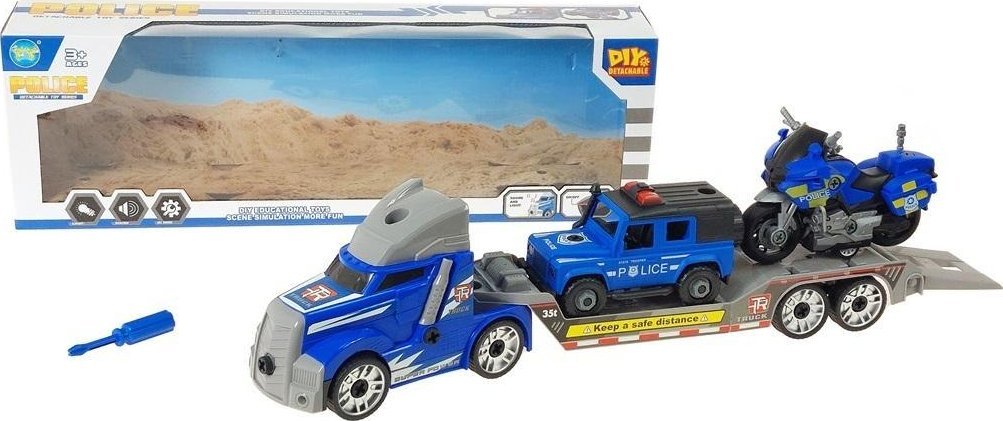 Laweta z autami ze światłem i dźwiękiem