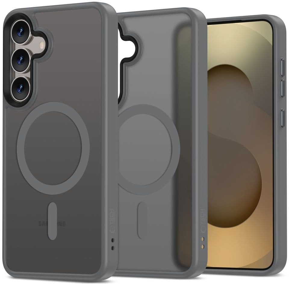 Etui Tech-Protect MagMat MagSafe na Samsung Galaxy S25 - przezroczysto-szare