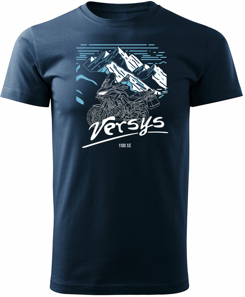 Koszulka motocyklowa z motocyklem na motor Kawasaki Versys 1100 SE męska granatowa XL