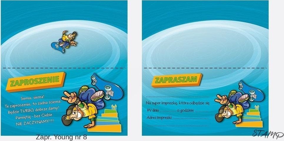 Zaproszenia Young Chłopiec wzór nr 08 10szt