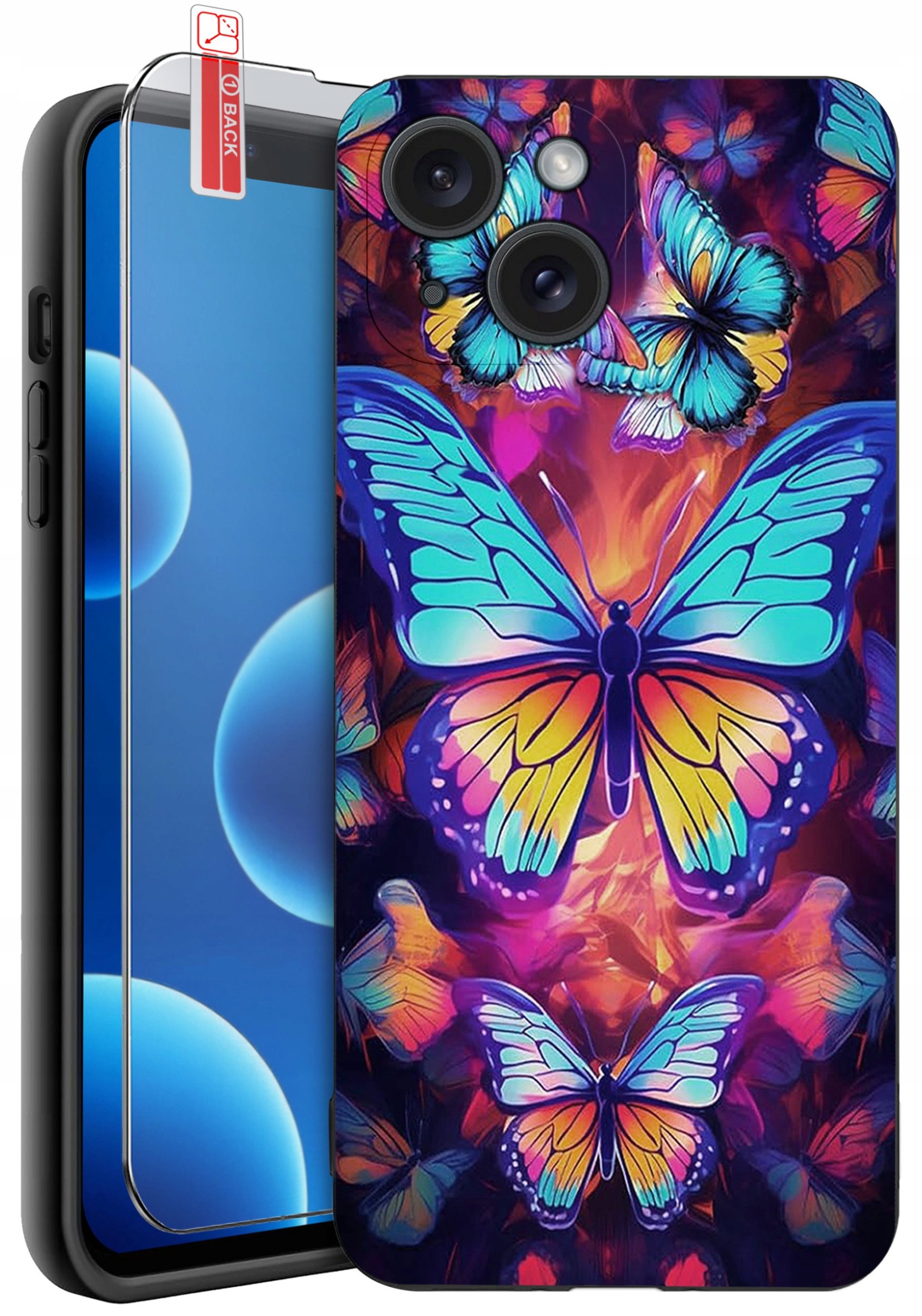 ETUI do iPhone 13 | 14 | WZORY | SILIKONOWE MATT CASE + SZKŁO 9H