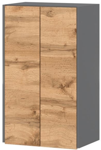 szafka kuchenna górna modułowa bella bezuchwytowa 60cm szara mat dąb wotan