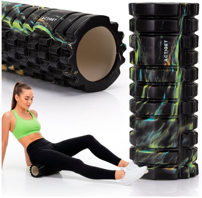 Wałek do masażu, średnio twardy, roller z wypustkami, czarny UNIWERSALNY