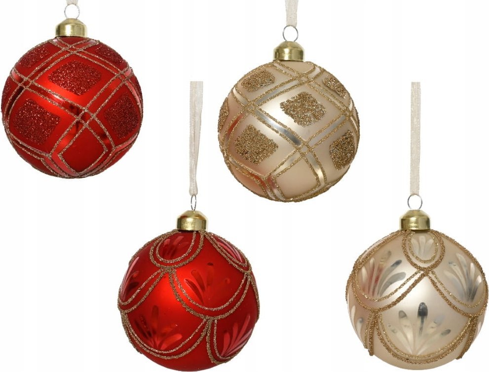 Kaemingk Bombka choinkowa szklana brokatowa 8cm 1szt