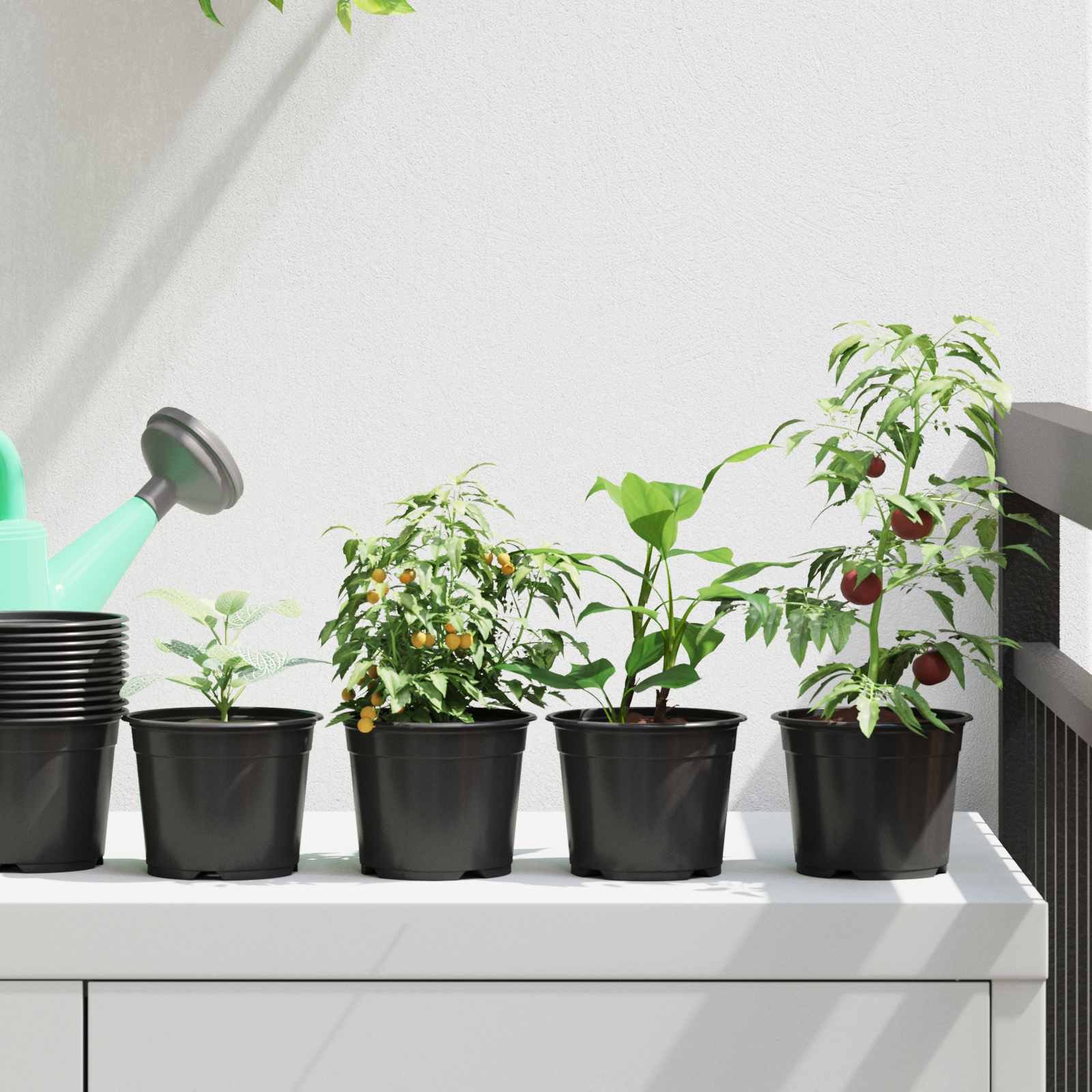 vidaXL Doniczka kwiatowa 50 pcs Czarny 15 x 12.5 cm