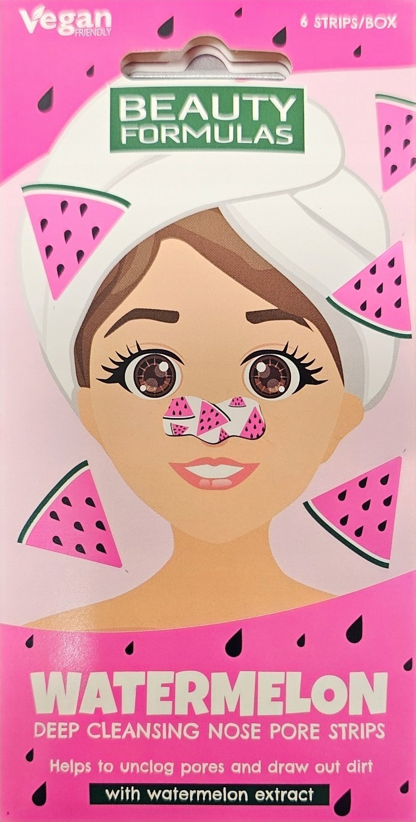 Beauty Formulas BEAUTY FORMULAS_Paski na nos głęboko oczyszczające Arbuz 6szt