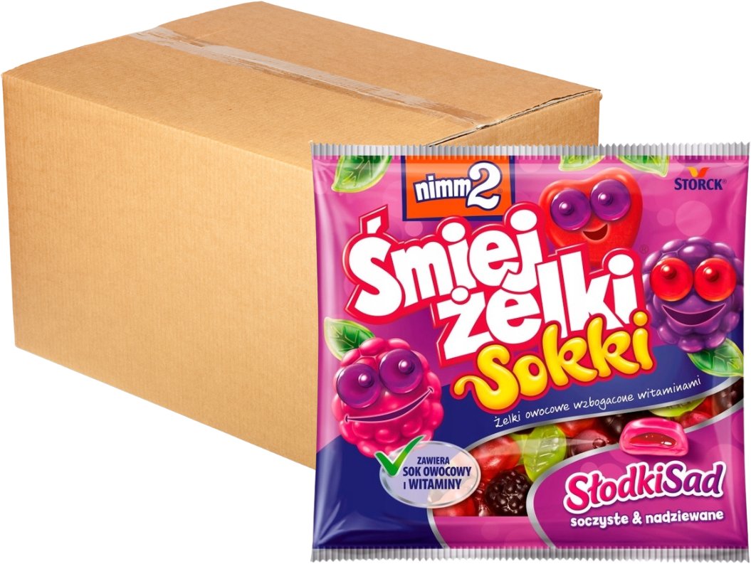 nimm2 Śmiejżelki Sokki Żelki owocowe wzbogacone witaminami słodki sad 90 g x 28 sztuk