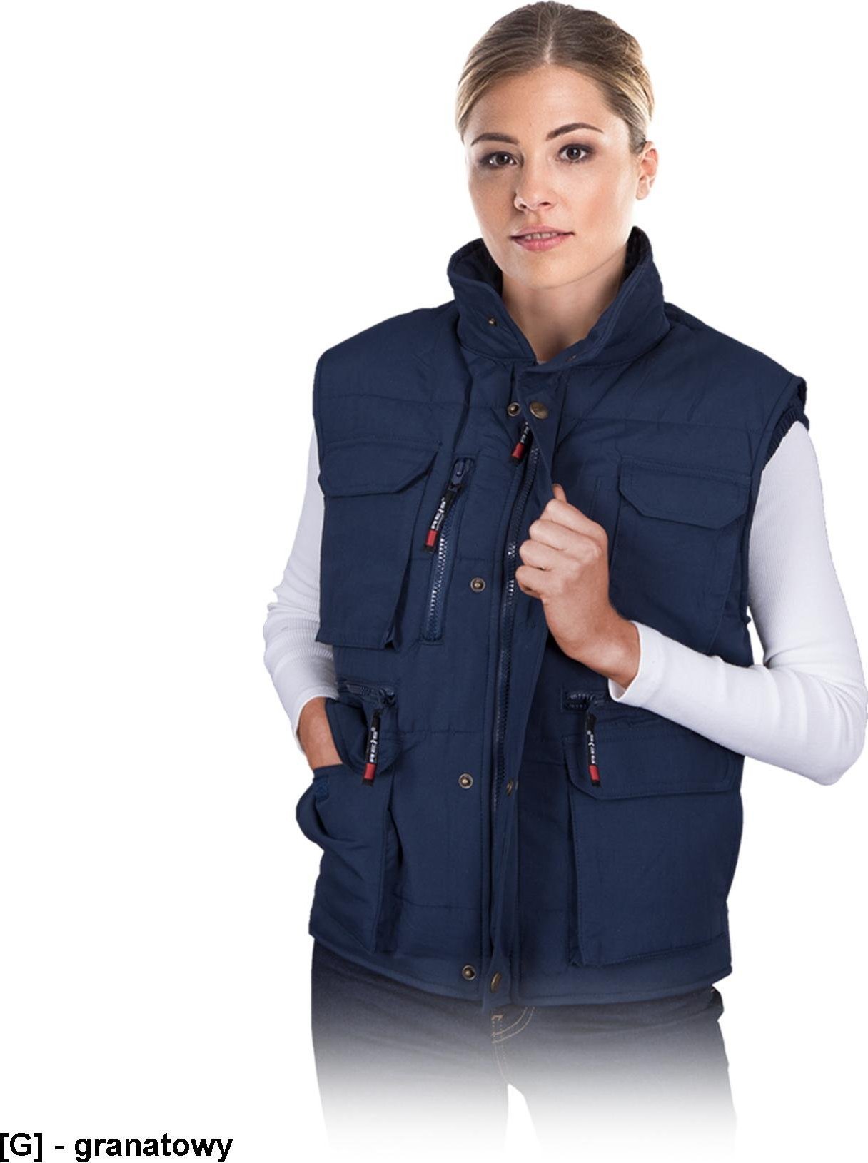 R.E.I.S. KORMORAN - bezrękawnik ocieplany z dużą ilością kieszeni - zielony 2XL